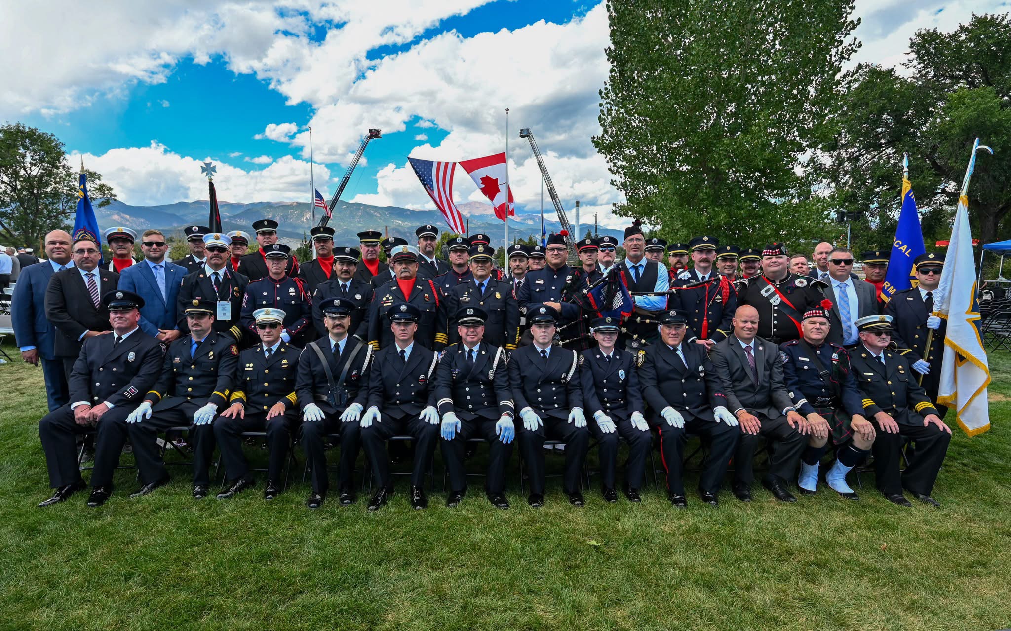 Fire service honor guard group at a ceremony